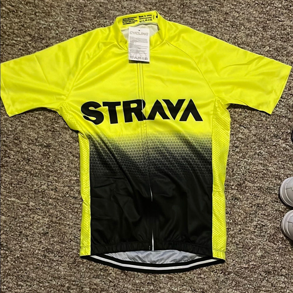 Strava Yellow and Black Cycling Jersey